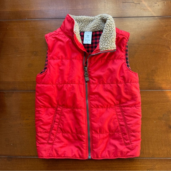 Carter's Other - Carter’s Red Kids Zip Up Puffer Vest - Red and black checkered lining| 3t